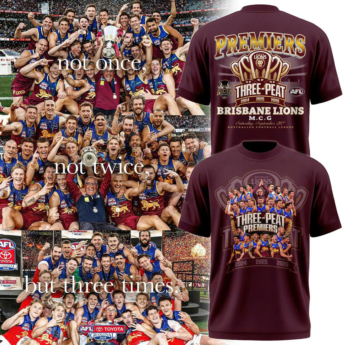 Celebrate AFL History: Why Every Brisbane Lions Fan Needs The 2026 Three-Peat 3D Shirt!