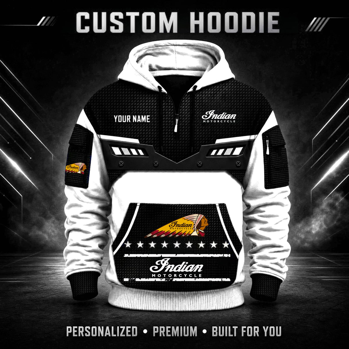 Indian Motorcycle Custom Quarter Zip Hoodie HD26091