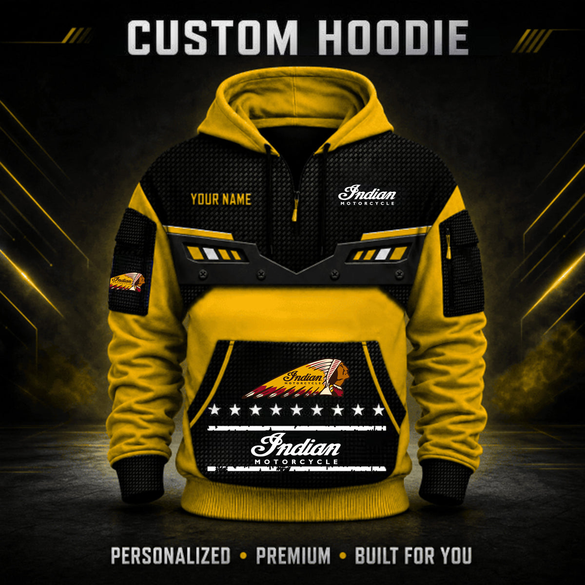 Indian Motorcycle Custom Quarter Zip Hoodie HD26091