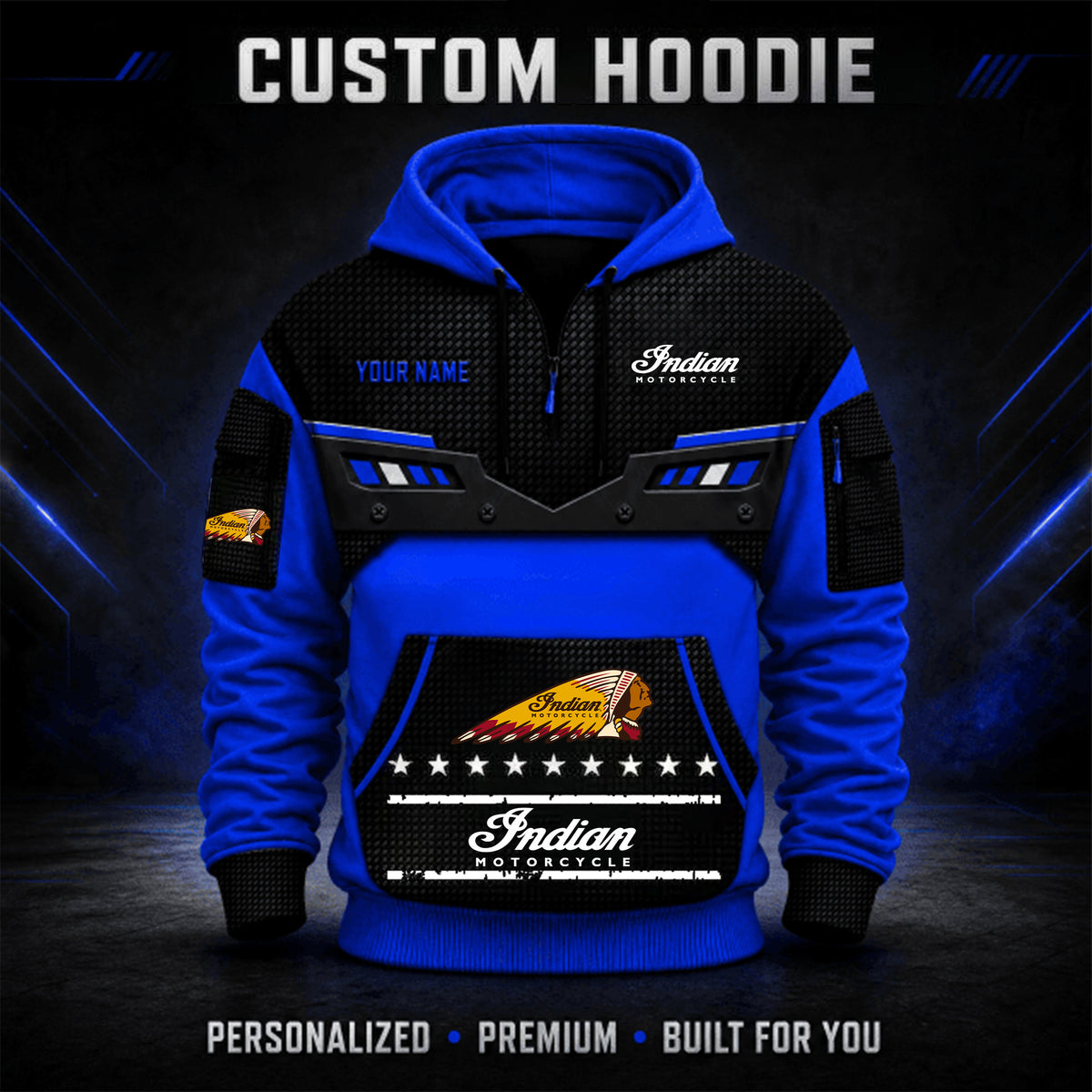 Indian Motorcycle Custom Quarter Zip Hoodie HD26091