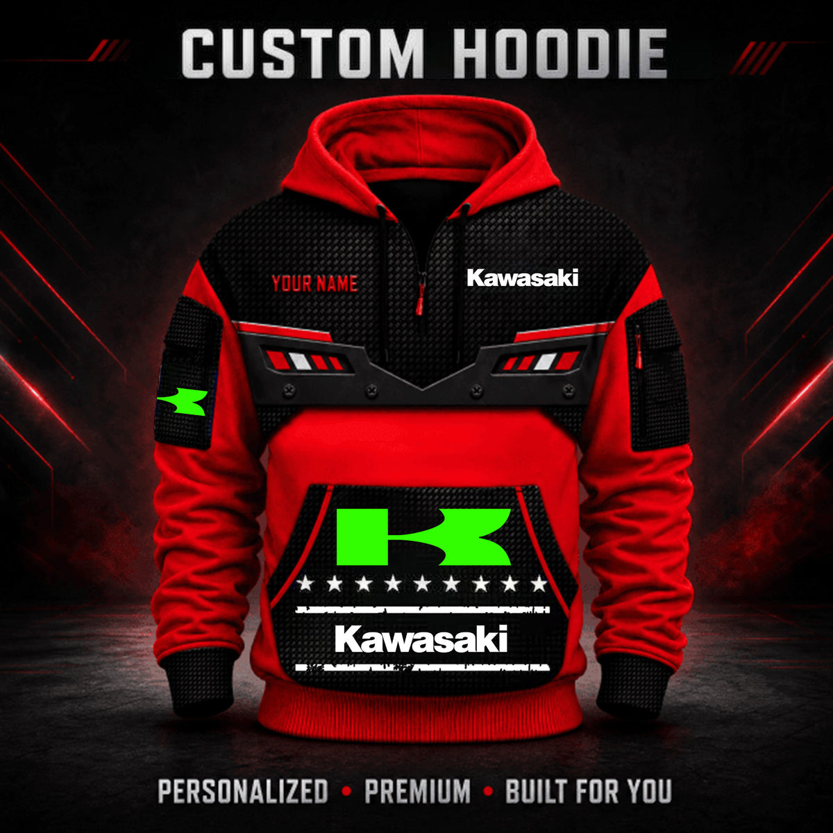 Kawasaki Custom Quarter Zip Hoodie HD29093