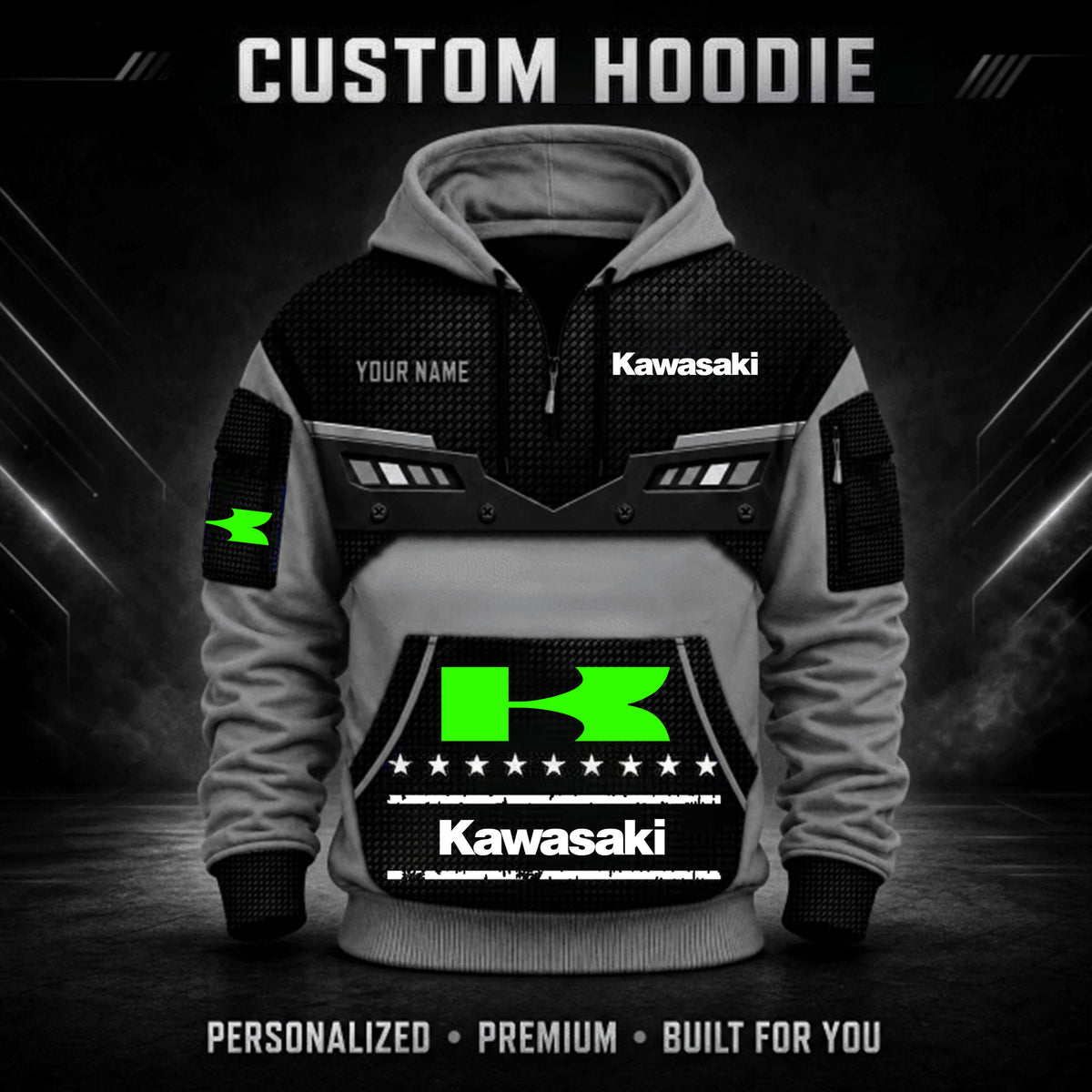Kawasaki Custom Quarter Zip Hoodie HD29093