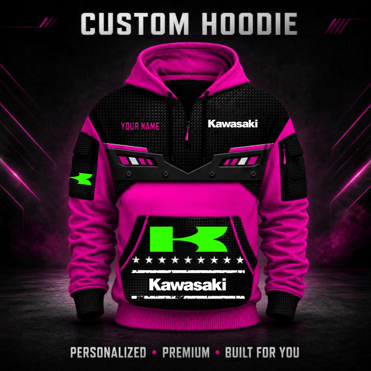 Kawasaki Custom Quarter Zip Hoodie HD29093
