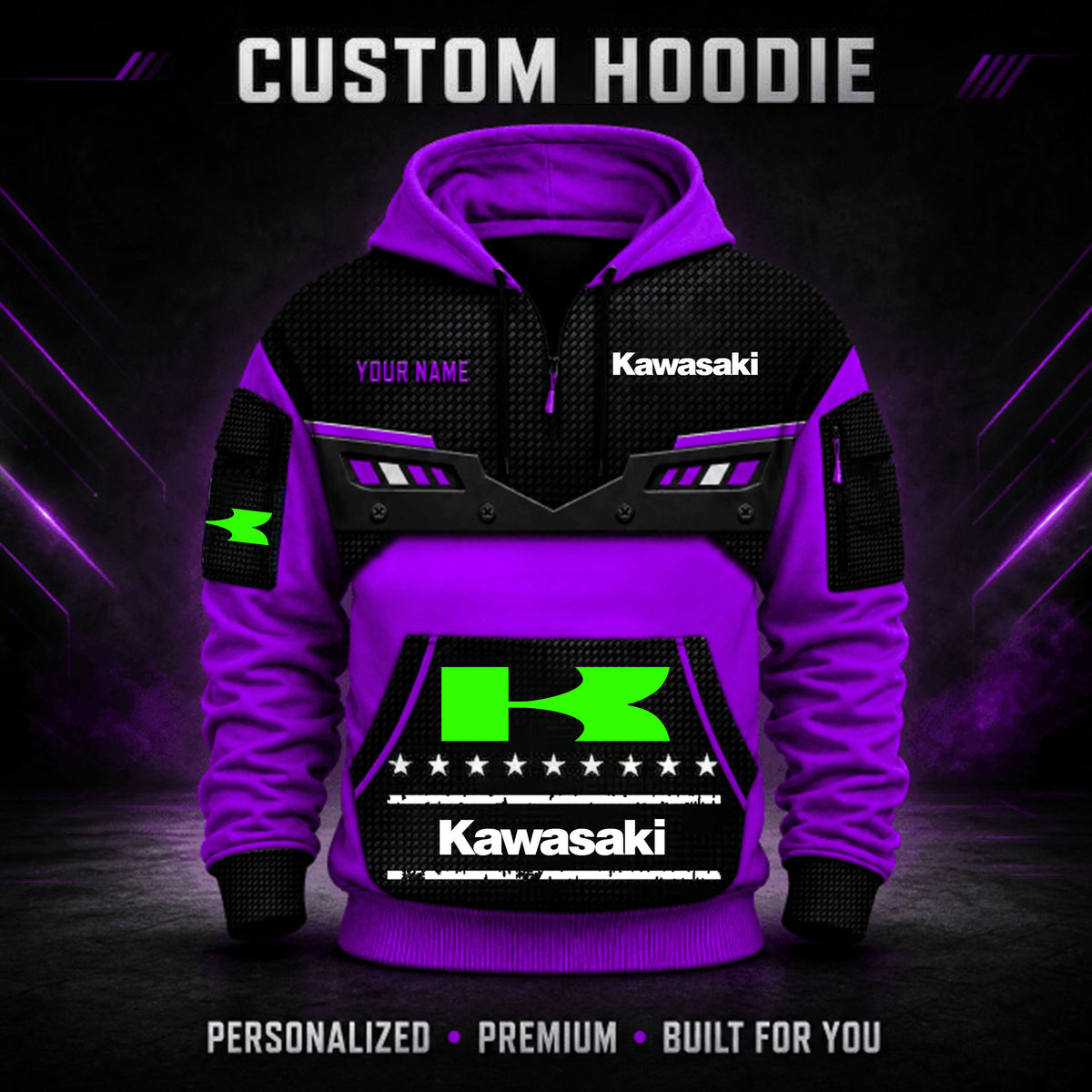 Kawasaki Custom Quarter Zip Hoodie HD29093
