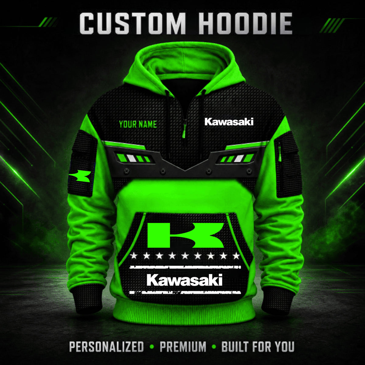 Kawasaki Custom Quarter Zip Hoodie HD29093